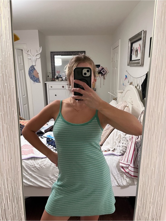aerie Dresses & Skirts - aerie Mint Green & White Striped Tank Mini Dress